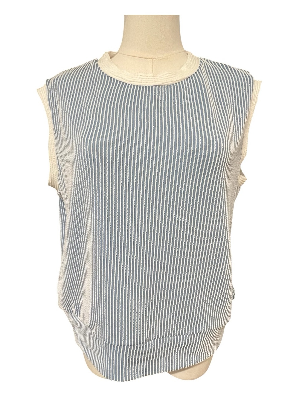 NWOT Blue & White Ribbed Knit 2-Piece Top & Skort Set | Size M - Picture 2 of 9